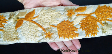 Cyan Blue / Green / Pink / Black /Blue / Beige And Gold Floral Embroidery Trim, Indian Embroidered Trim, Approx. 75mm wide